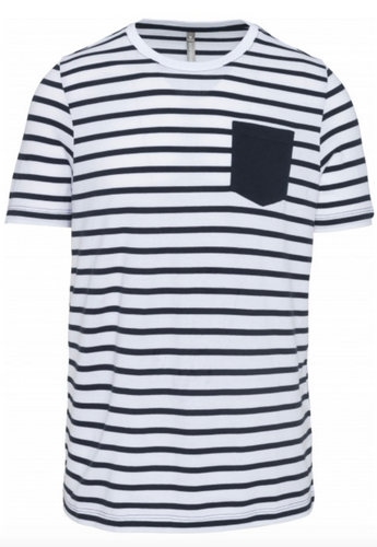 Tee-Shirt Rayé Marin avec poche Homme / Personnalisable
