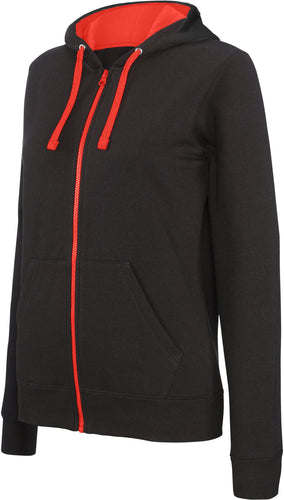 Sweat-Shirt Zippé à Capuche Contrastée Femme / Personnalisable