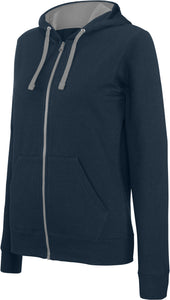 Sweat-Shirt Zippé à Capuche Contrastée Femme / Personnalisable