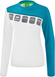 longsleeve femme 5-C blanc bleu